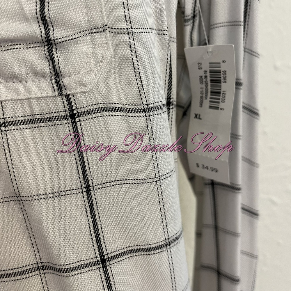 ✨New Old Navy Womens Tunic Shirt XL White Black Stripe V Neck Long Sleeve NWT✨ - Picture 3 of 10